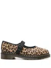 Dr. Martens' Ballerine Mary Jane Elphie Light Tan Mini Leopard In Schwarz