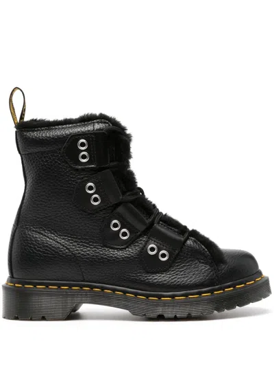 Dr. Martens' Faux-fur Trim Boots In Black