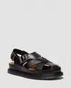 Dr. Martens' Fisherman Crocodile Analine Leather Sandals In Black
