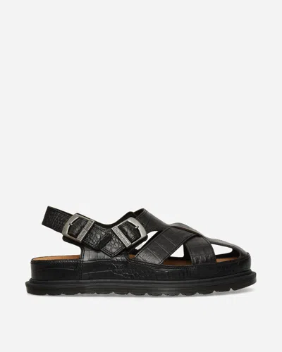 Dr. Martens' Fisherman Crocodile Analine Leather Sandals Dark