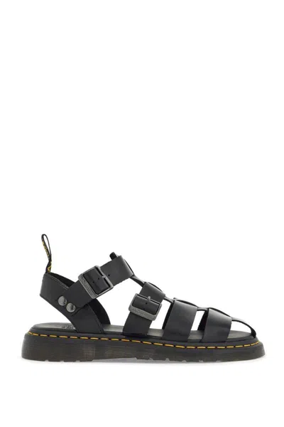 Dr. Martens' Caged-design Leather Sandals In Black