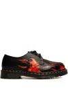 Dr. Martens Flame-print Derby Shoes In Black