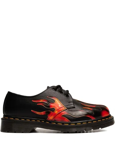 Dr. Martens' Flame-print Derby Shoes In Black