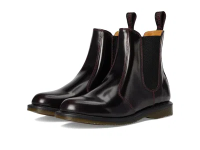 Dr. Martens Flora Leather Chelsea Boots In Burgundy