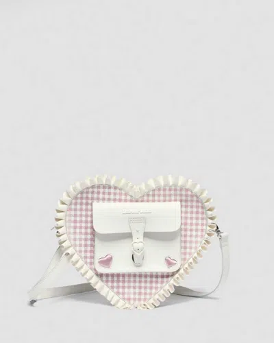 Dr. Martens Frilled Gingham Leather Heart Backpack In White