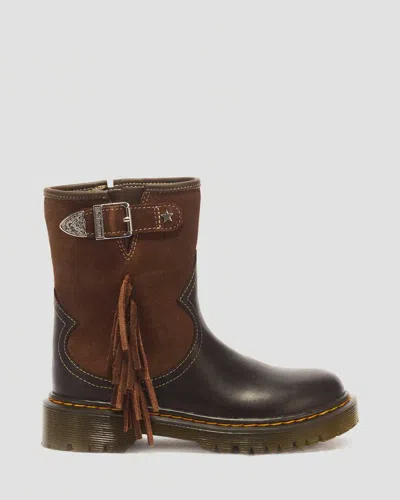 Dr. Martens Genaya Desert Rodeo Junior Leather & Suede Rigger Boots In Brown