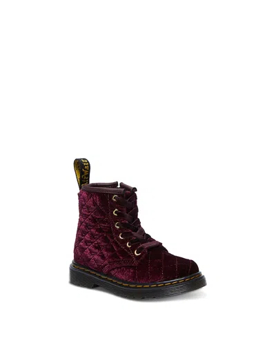 Dr. Martens' Kids' Girls' 1460 Quilted Velvet Boots - Toddler In Cherry Red