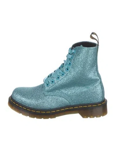 Pre-owned Dr. Martens Glitter Colorblock Pattern Combat Boots In Blue