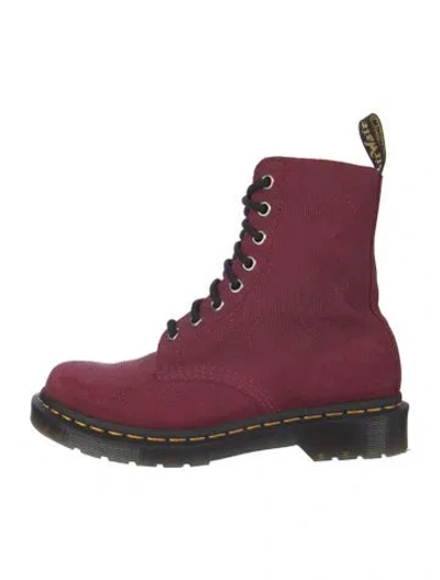 Pre-owned Dr. Martens Glitter Combat Boots In Burgundy