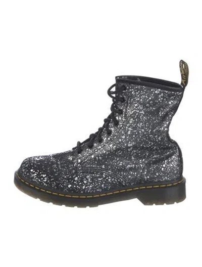 Pre-owned Dr. Martens Glitter Glitter Accents Combat Boots In Black