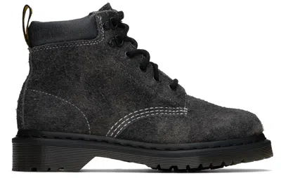 Dr. Martens' Gray 939 Stonewashed Suede Boots In Black/gunmetal Stone