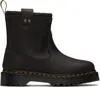 Dr. Martens' Gray Anistone Lo Leather Biker Boots In Charcoal Grey Burnis