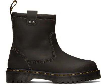 Dr. Martens' Gray Anistone Lo Leather Boots In Charcoal Grey