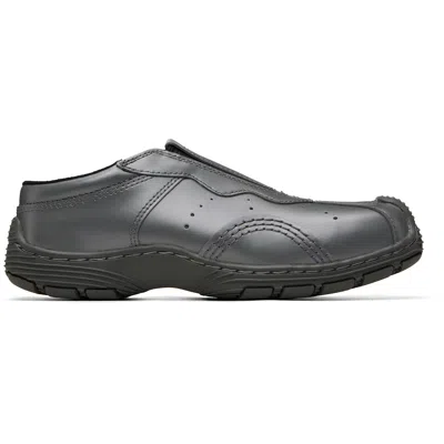 Dr. Martens Gray Aurix Satin Finish Leather Mule Loafers