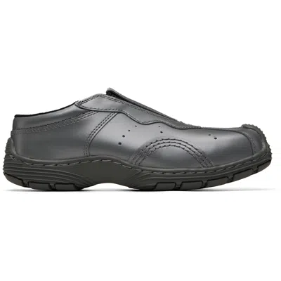 Dr. Martens Gray Aurix Satin Finish Leather Mule Loafers
