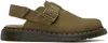 Dr. Martens' Green Jorge Ii Slingback Mules In Muted Olive Tumbled