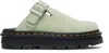 Dr. Martens' Green Zebzag Suede Slingback Platform Slip-on Loafers In Sage Green