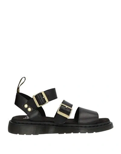 Dr. Martens Gryphon Atlas Man Sandals Black Size 9 Leather In Animal Print
