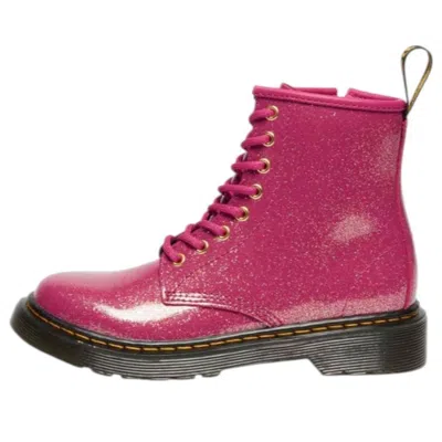Dr. Martens (gs)  1460 Glitter Patent Leather Boots 'fuchsia Silver Gold' In Pink