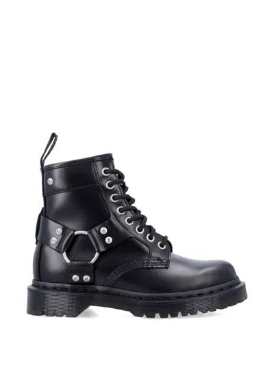 Dr. Martens Bold Harness Boots With Round Toe And 8 Eyelets In Black