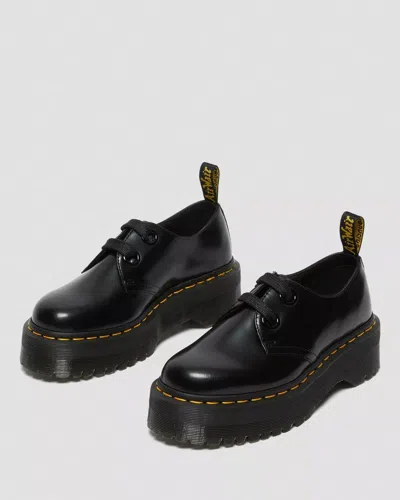 Dr. Martens' Holly 25234001 Women's Black Buttero Leather Platform Shoes Jobb1553