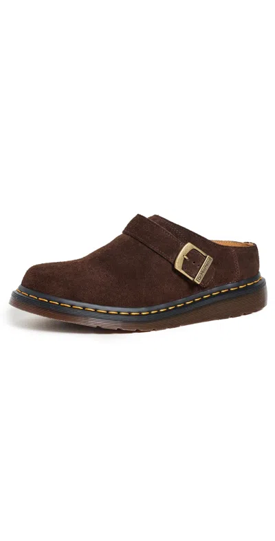 Dr. Martens' Brown Isham Slingback Mules In Dark Brown Desert Oa