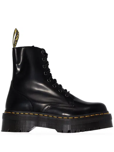 DR. MARTENS' 'JADON' BLACK LEATHER LACE UP BOOTS