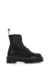 Dr. Martens Smooth Leather Platform Boots With Side Zip Closure In Black