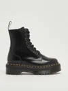 Dr. Martens Smooth Leather Platform Boots With Side Zip Closure In Black