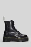 Dr. Martens Jadon Combat Boots In Black Leather In Black