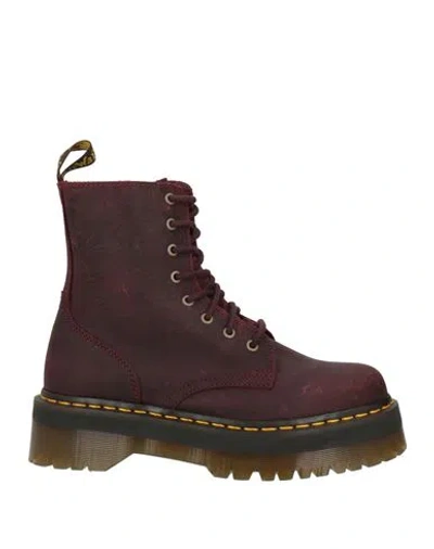Dr. Martens Jadon Emboss Floral Woman Ankle Boots Burgundy Size 8 Leather In Brown