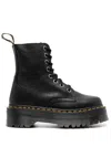 Dr. Martens Smooth Leather Platform Boots With Side Zip Closure In Black