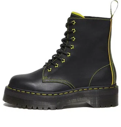 Dr. Martens' Dr. Martens Jadon Ii Boot Neon Star Leather Platforms 'black Yellow'