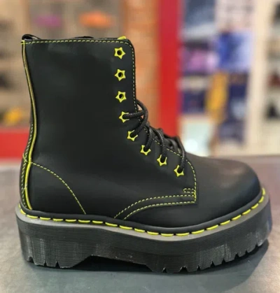 Pre-owned Dr. Martens' Dr. Martens Jadon Ii Star Black Sendal & Sulphur Boots Shoes 27617002 Uk5 In Yellow Romari