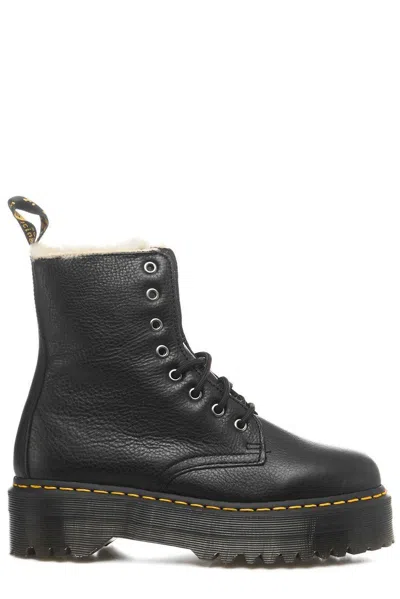 Dr. Martens Logo Thick-soled Straps And Ankle Boots In Black