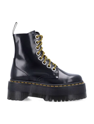 Dr. Martens Jadon Max Platform Boots In Buttero Leather In Black