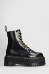 Dr. Martens Jadon Max Combat Boots In Black Leather In Multi