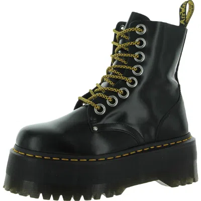 Dr. Martens' Jadon Max Womens Leather Ankle Combat & Lace-up Boots In Black