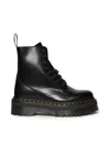 Dr. Martens Smooth Leather Platform Boots With Side Zip Closure In Black