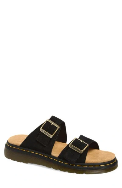Dr. Martens Black Leather Flat Sandals In Multi
