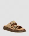 Dr. Martens' Josef Buckled Suede Slides In Tan