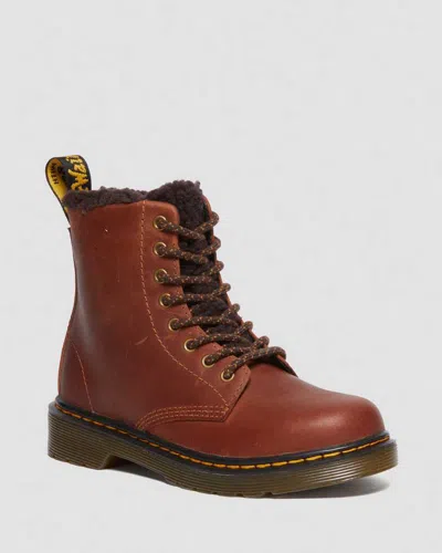Dr. Martens' Junior 1460 Faux Fur Lined Boots In Brown