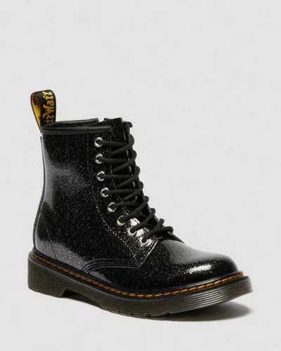 Dr. Martens' Junior 1460 Glitter Patent Leather  Boots In Black