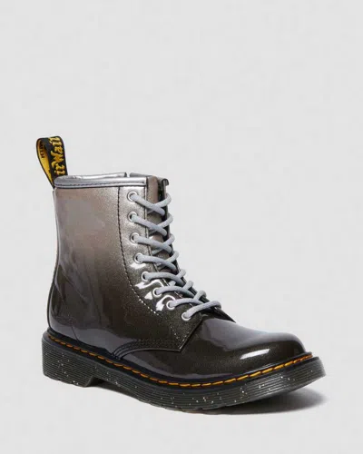 Dr. Martens' Junior 1460 Gradient Glitter Leather Lace Up Boots In Silver/black Glitter