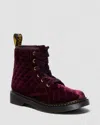 Dr. Martens' Junior 1460 Quilted Velvet Lace Up Boots In Red