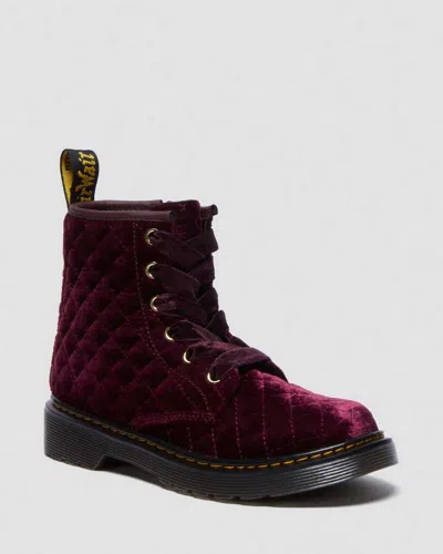 Dr. Martens' Junior 1460 Quilted Velvet Lace Up Boots In Red