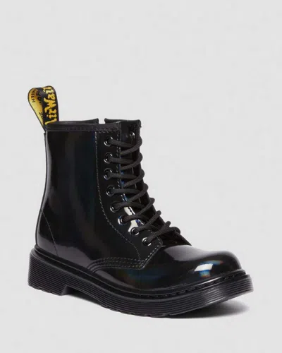 Dr. Martens' Junior 1460 Rainbow Patent Leather Lace Up Boots In Black,multi