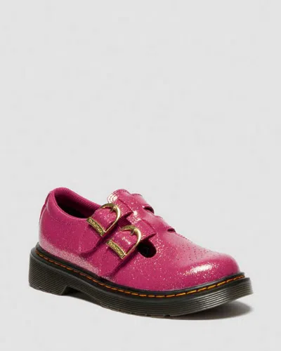 Dr. Martens' Junior 8065 Glitter Patent Leather  Mary Jane Shoes In Pink