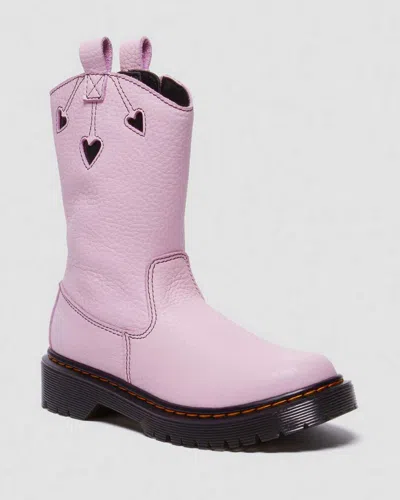 Dr. Martens' Junior Bex Heart Nappa Patent Leather Boots In Pink