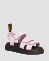 Dr. Martens' Junior Klaire Athena Leather Strap Sandals In Pink